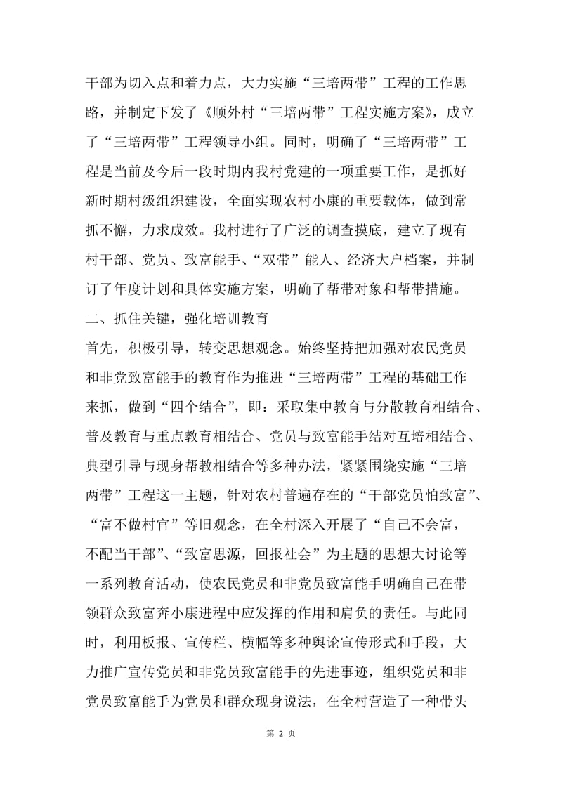 顺外村“三培两带”工作总结.docx_第2页