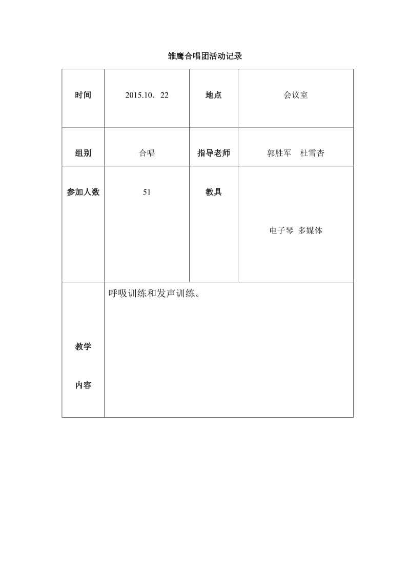 最新辛店镇实验学校雏鹰合唱团第二次活动记录及照片汇编.docx_第1页