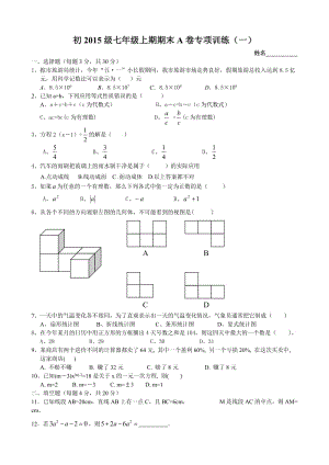 最新初级七年级上期期末A卷专项训练汇编.doc