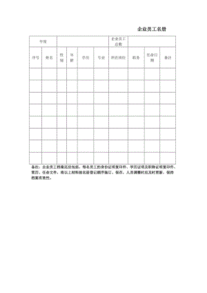 企业职工名册（表格模板、doc格式）.doc