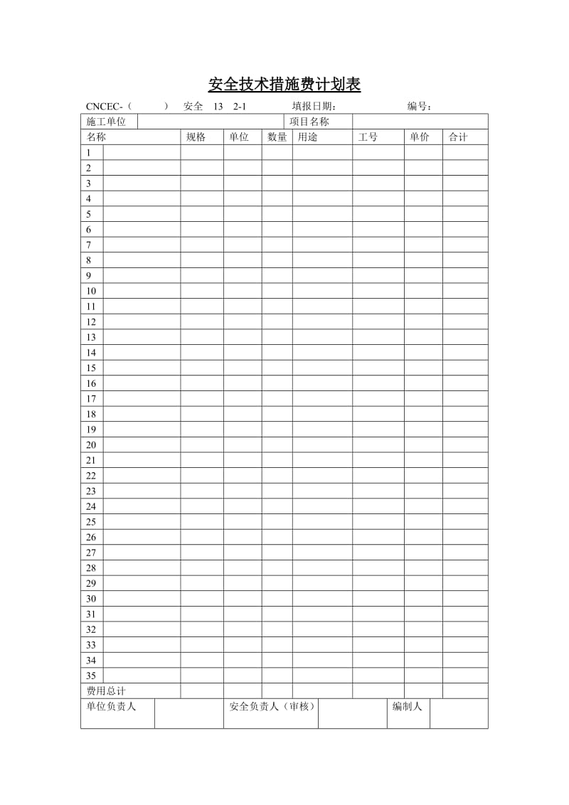 安全技术措施费计划表doc.doc_第1页