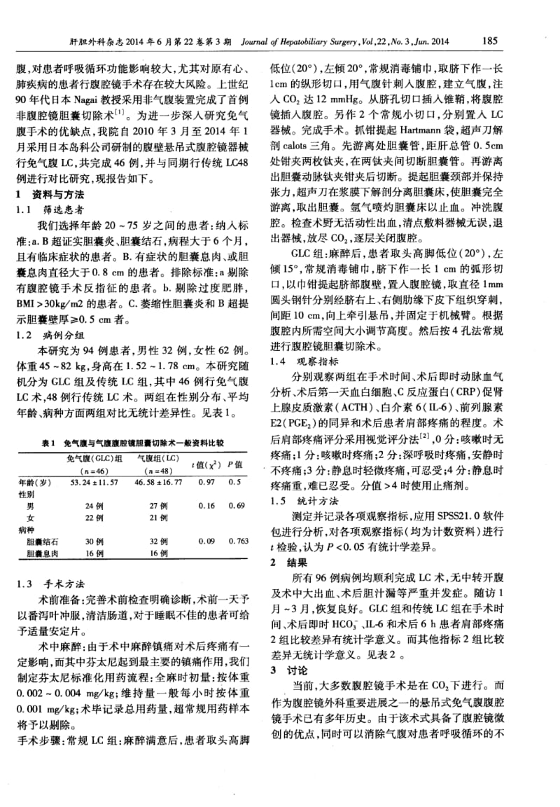 免气腹及气腹腹腔镜胆囊切除术的对比研究-论文.pdf_第2页
