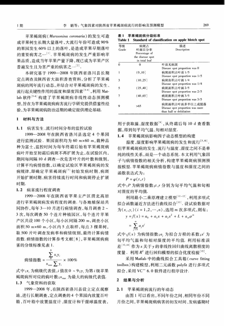 气象因素对陕西省苹果褐斑病流行的影响及预测模型.pdf_第2页