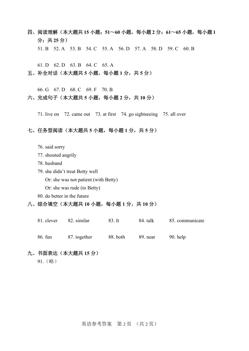 2013年天津市中考英语试题答案.doc_第2页