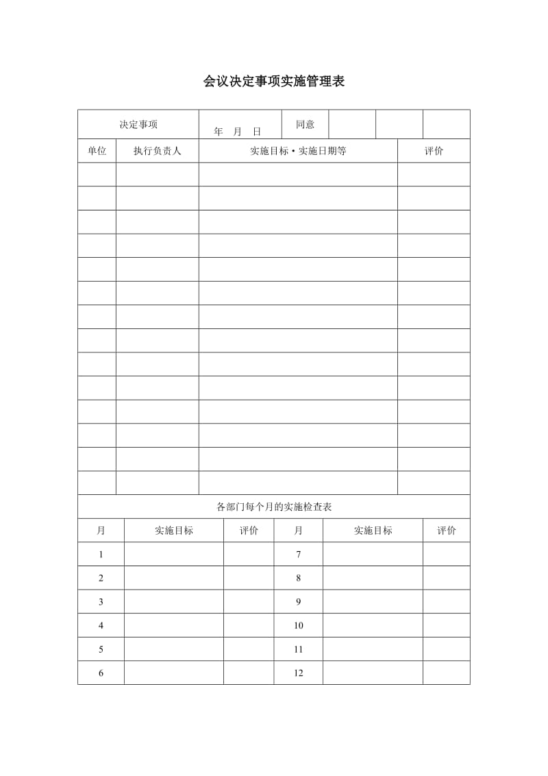 会议决定事项实施管理表（doc模板）.doc_第1页