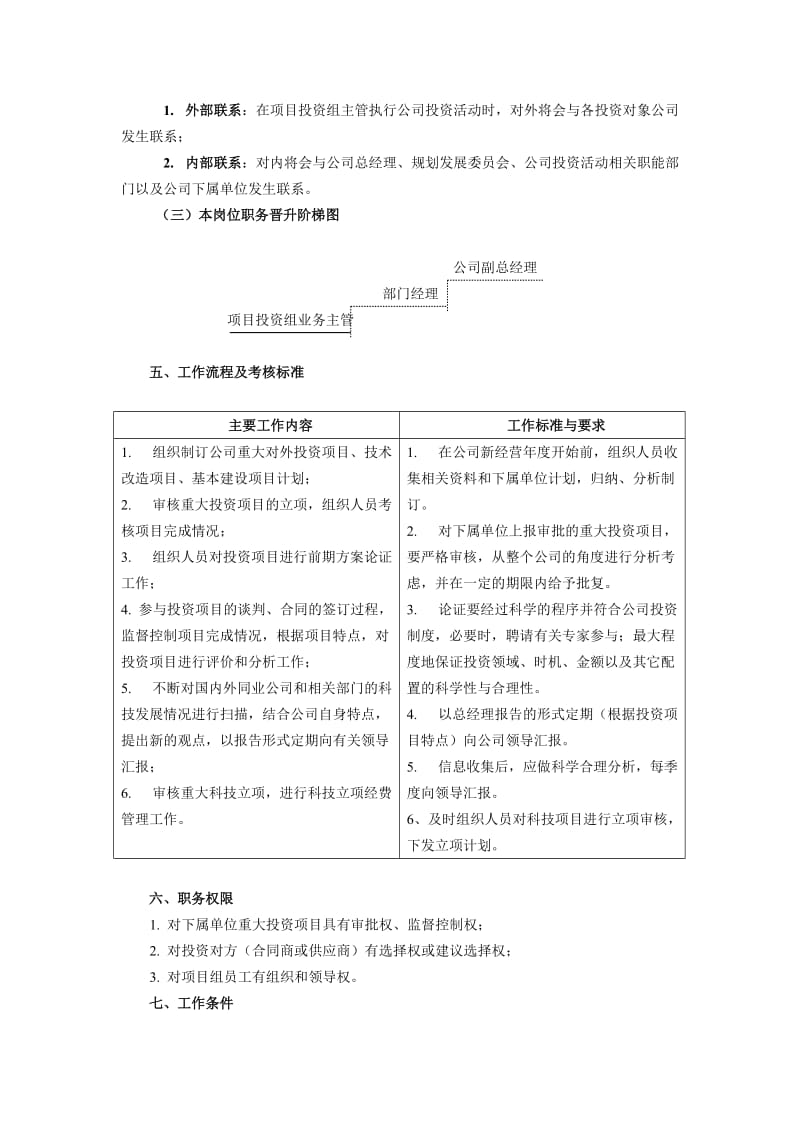 投资管理业务主管工作说明书word模板.doc_第2页