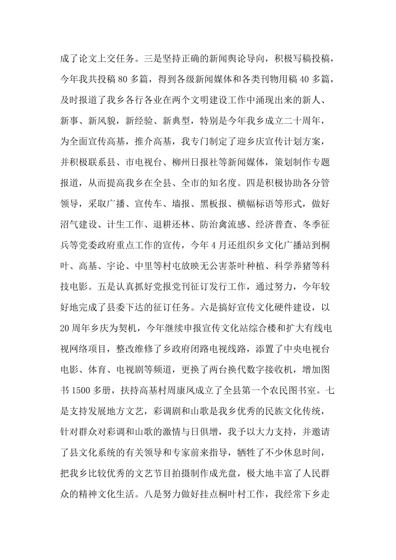 乡镇党委宣传委员的述职报告范文.doc_第2页