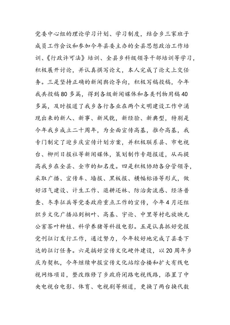 2018年乡党委宣传委员个人述职报告-范文精选.doc_第2页