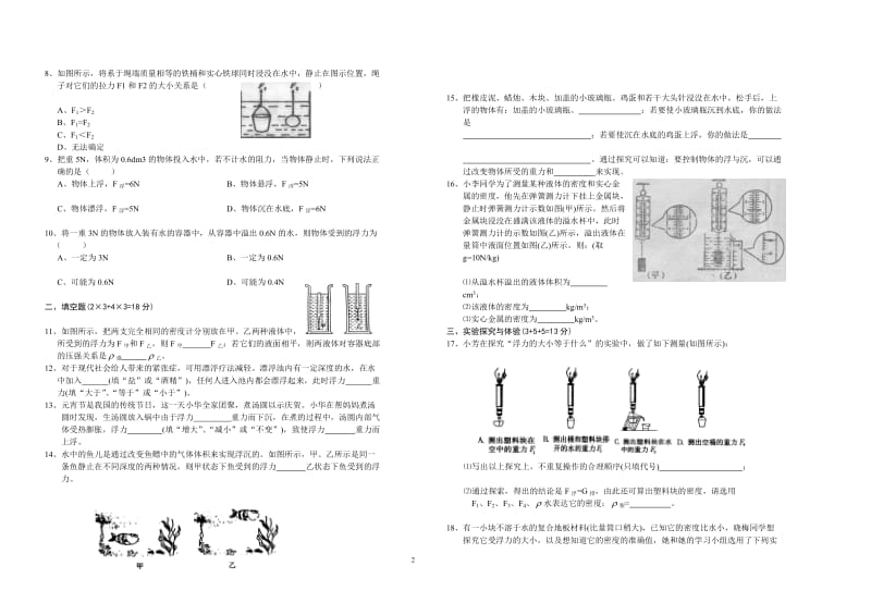 浮力单位练习题.doc_第2页