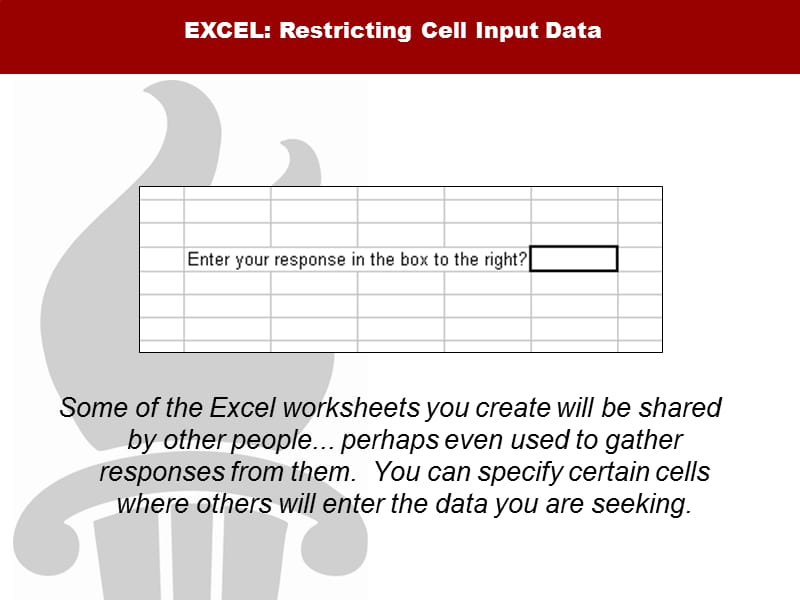 EXCEL Restricting Cell Input Data - Gwinnett County Public SchoolsExcel限制细胞输入数据格威纳特县公立学校-PPT文档.ppt_第1页