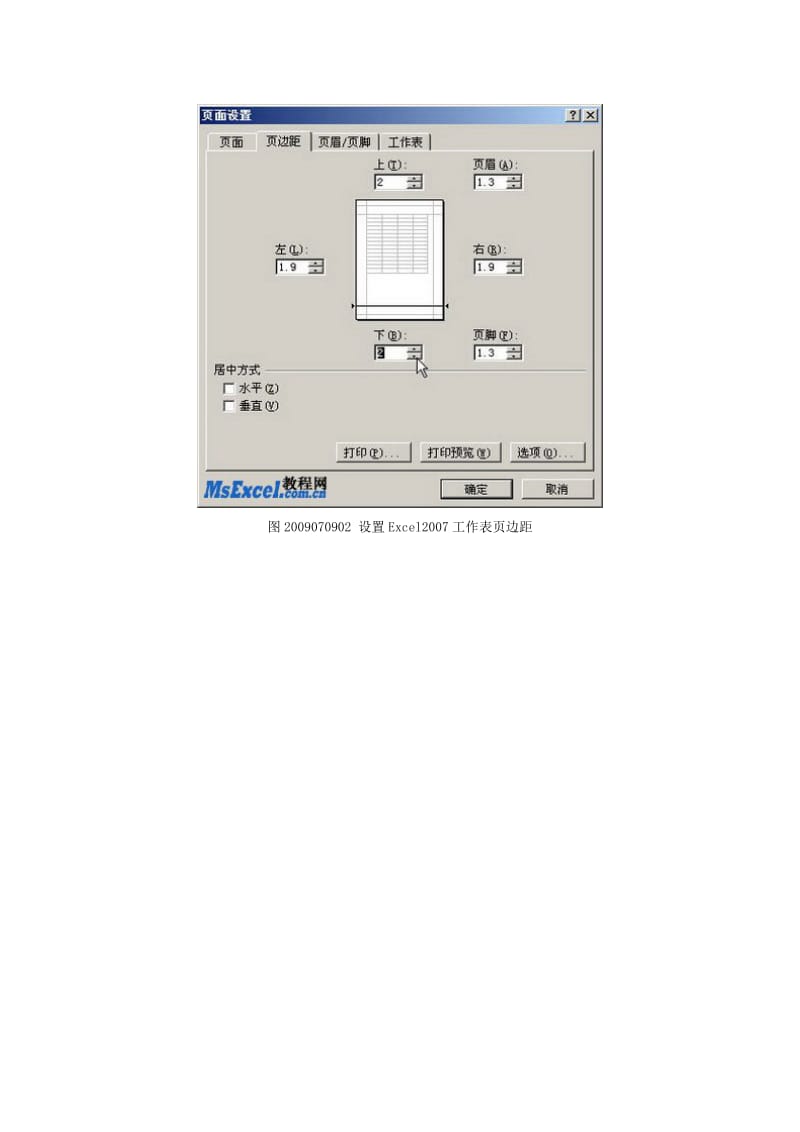 [计算机]在Excel2007中设置工作表页边距.doc_第2页