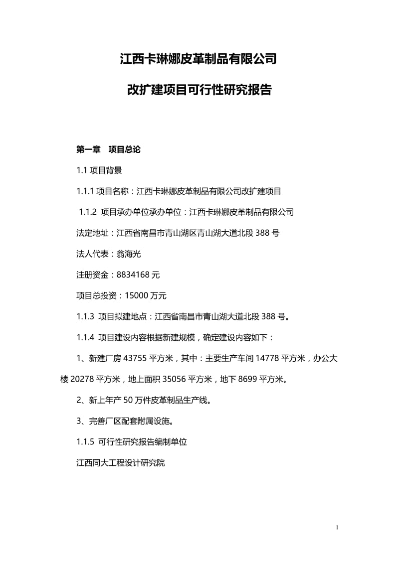 皮革制品生产改扩建项目可行性研究报告 (2).doc_第1页