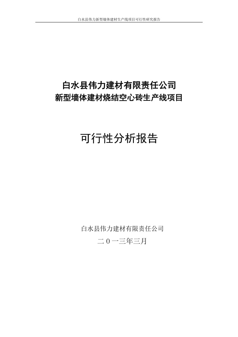 白水县空心砖生产线建设项目可行性研究报告.doc_第1页