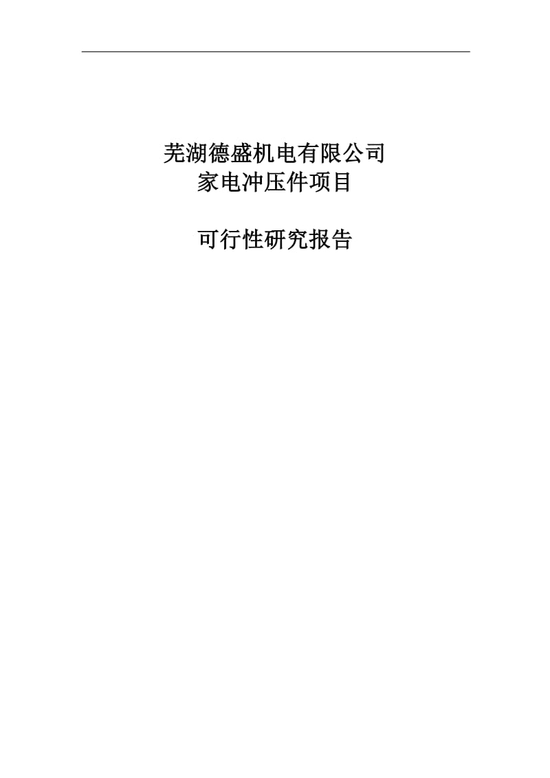 芜湖德盛机电有限公司家电冲压件项目可行性研究报告 (2).doc_第1页