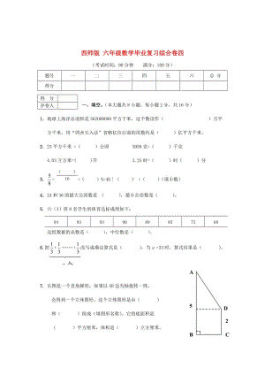 西师大版六年级数学 毕业复习综合卷（四）.doc