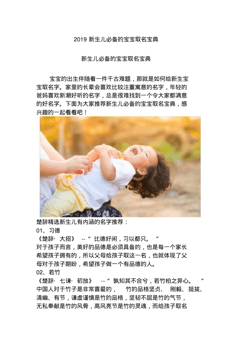 2019新生儿必备的宝宝取名宝典.pdf_第1页