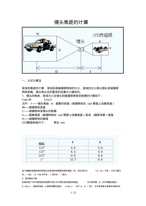 镜头焦距的计算.pdf