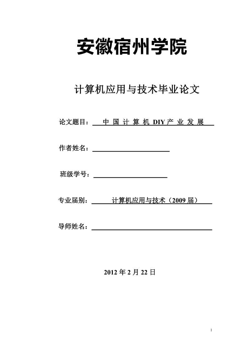中国计算机DIY产业发展 毕业论文.doc_第1页