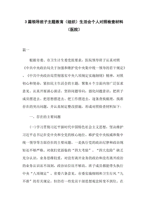 3篇领导班子主题教育（组织）生活会个人对照检查材料（医院）.docx