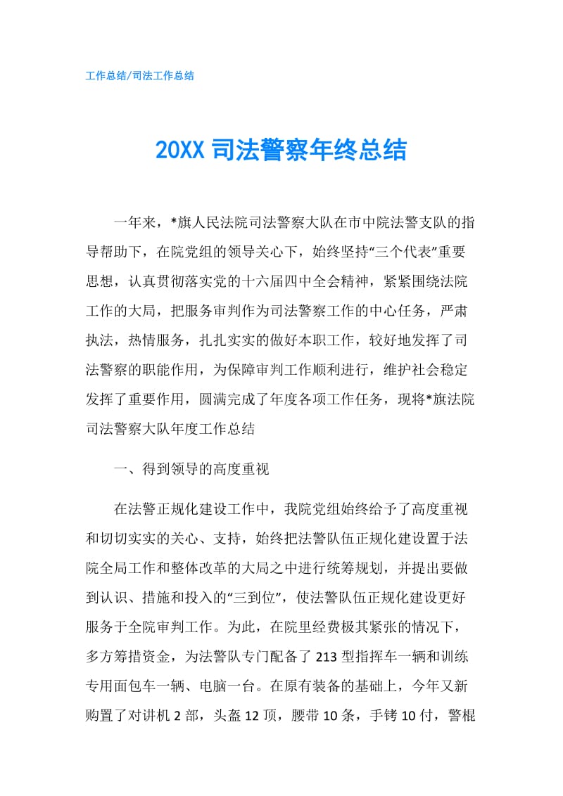 20XX司法警察年终总结.doc_第1页