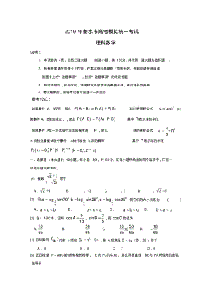 河北省衡水市2019届高三高考模拟统一考试(数学理).pdf