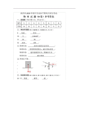 2019年重庆中考物理真题B卷答案.pdf