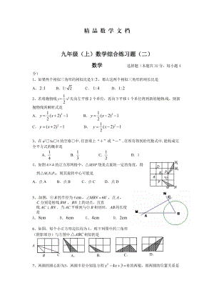 最新 北师大版九年级上数学综合练习试题【2】.doc