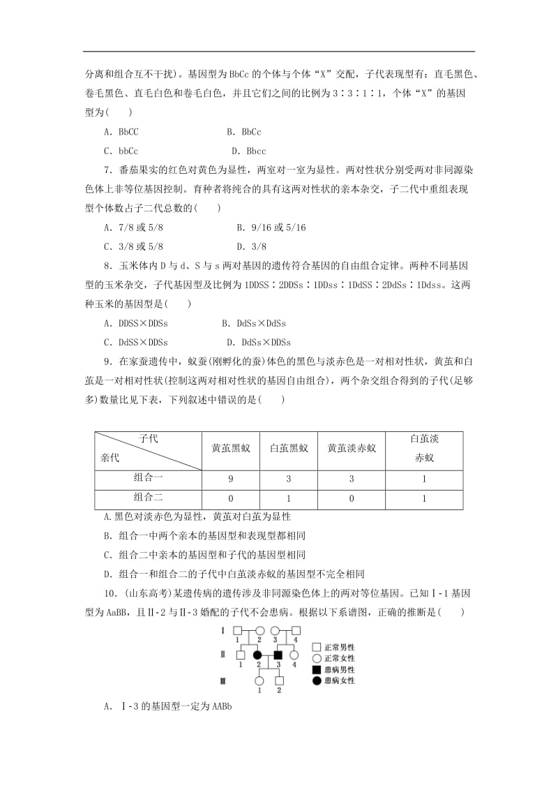 2020年高中生物课下能力提升五基因的自由组合定律苏教版必修.doc_第2页