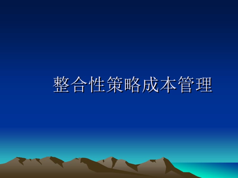 整合性策略成本管理.ppt_第1页