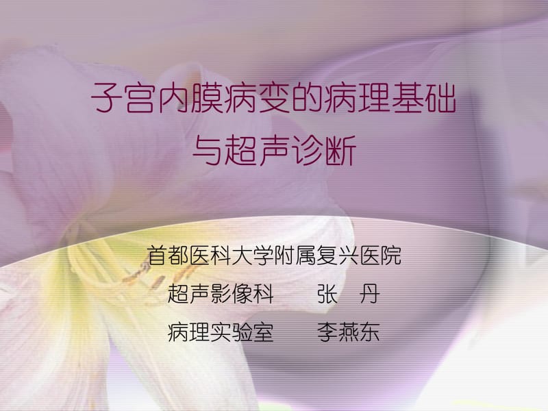 子宫内膜病变病理基础与超声诊断张丹北京.ppt_第1页