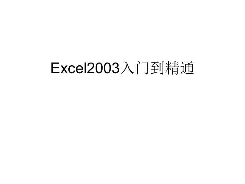 Excel2003入门到精.ppt_第1页