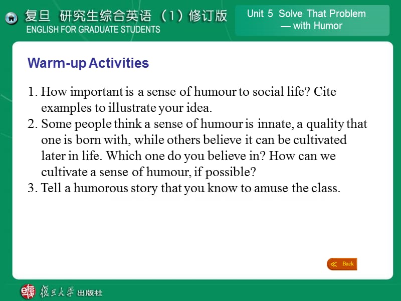 复旦研究生综合英语(1)修订版unit5solvethatproblemwithhumor.ppt_第2页