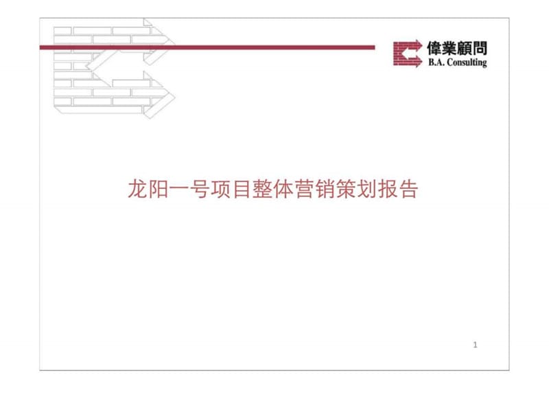 伟业顾问：龙阳一号项目整体营销策划报告.ppt_第1页