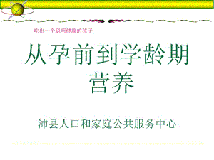 从孕前到学龄期营养 ppt课件.ppt