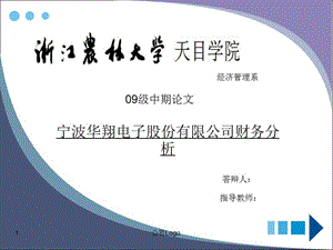 宁波华翔电子股份有限公司财务分析.ppt