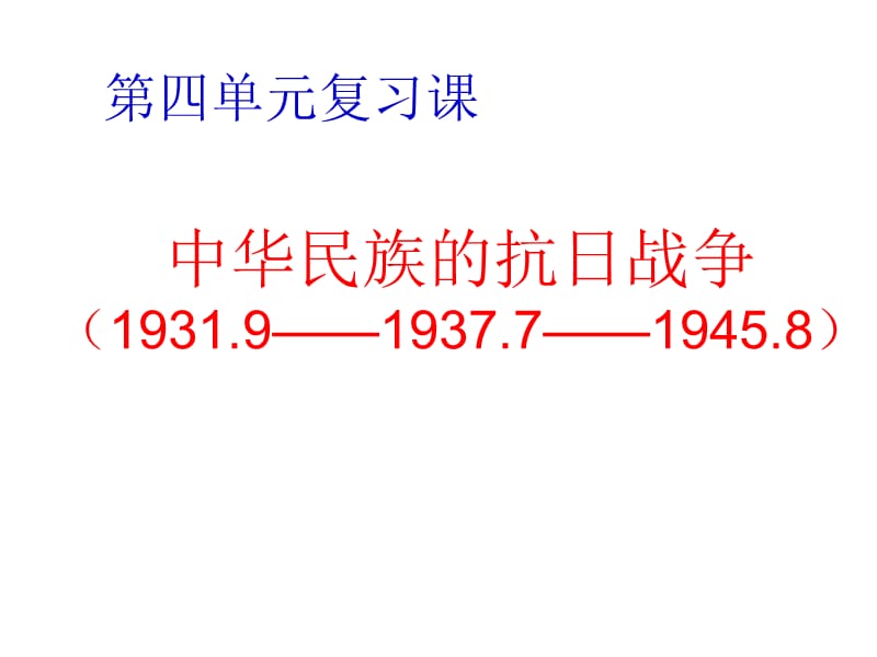 第四单元复习中华民族的抗日战争.ppt_第1页
