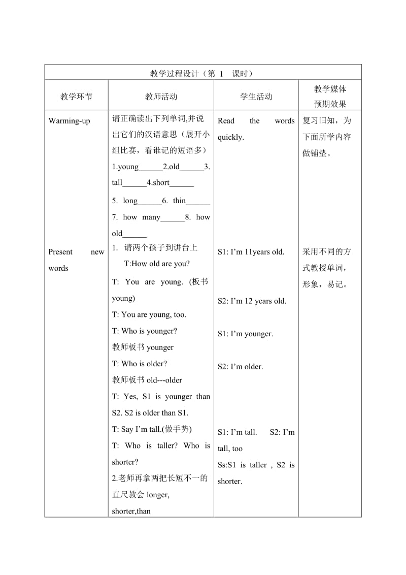 冯元霞六年级下册英语教学设计第一单元1.doc_第3页