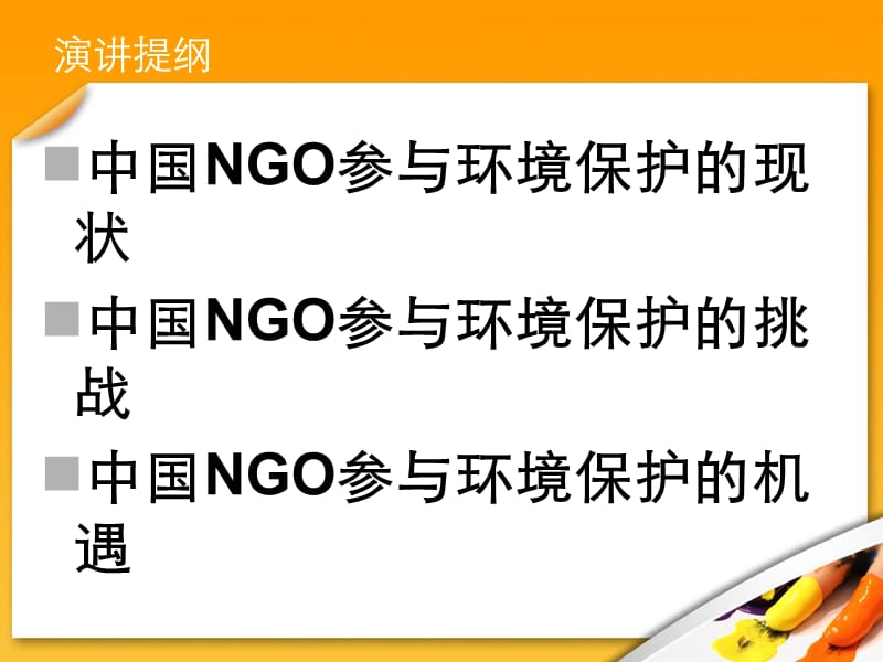 中国NGO参与环境保护的现状挑战与机遇.ppt_第2页