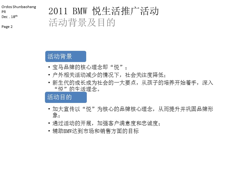 2011年BMW宝马汽车悦生活推广活动策划案.ppt_第2页
