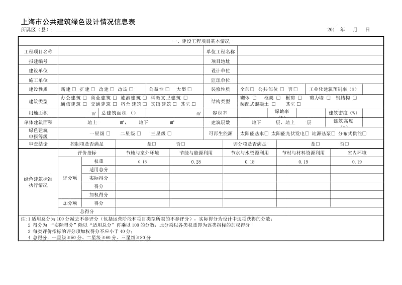 2019绿色建筑设计情况信息表(公建).doc_第1页