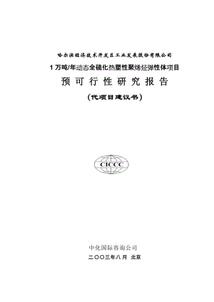 1万吨年动态全硫化热塑性聚烯烃弹性体项目可行性研究报告(同名2220).doc