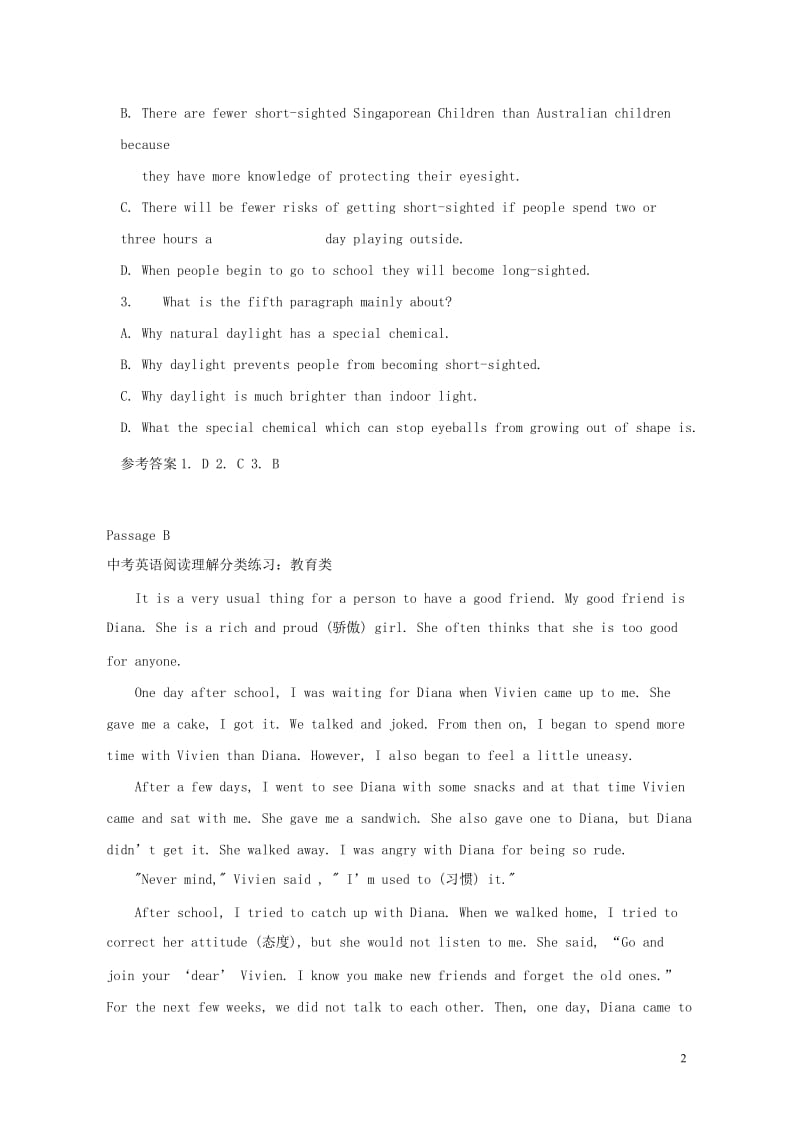 2019中考英语一轮复习阅读理解选习题10人教新目标版20190125191.doc_第2页