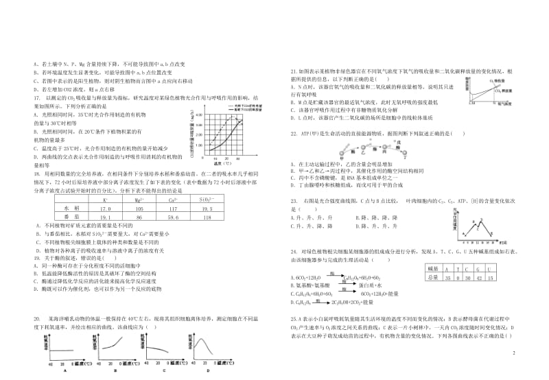 山东省荣成市第六中学2019届高三生物上学期第一次诊断性检测试题201901210267.doc_第2页