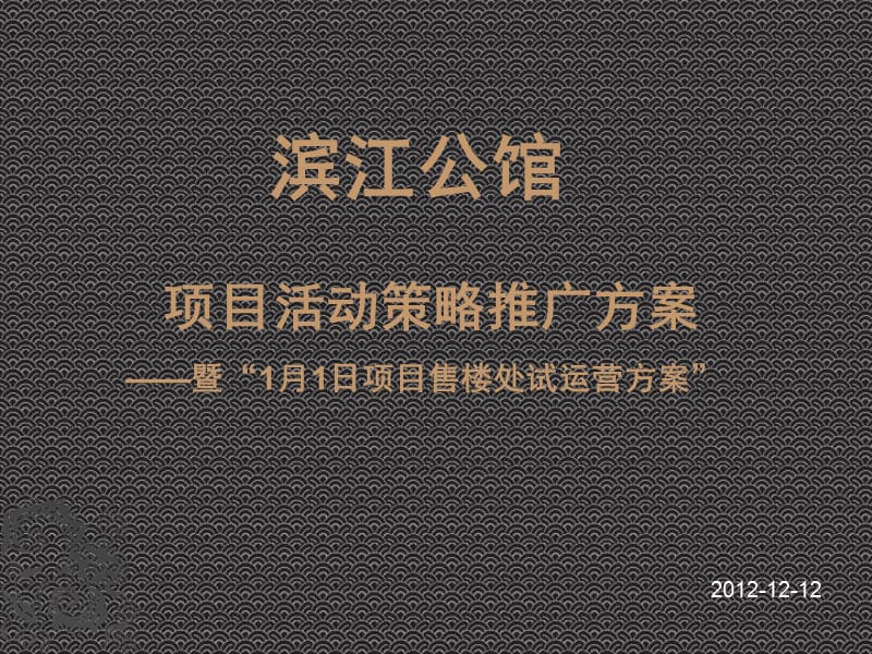 安康滨江公馆项目活动策略推广方案——暨“1月1日项目售楼处试运营方案.ppt_第1页