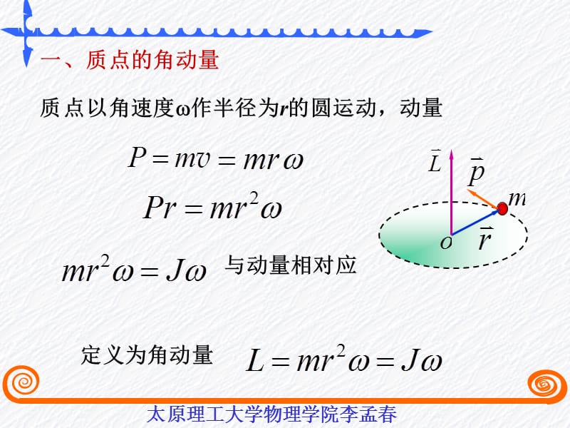 太原理工《大学物理》李孟春-§3-5角动量定理 角动量守恒定律.ppt_第3页