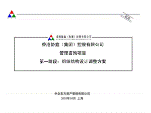 中企东方：香港协鑫（集团）控股有限公司管理咨询项目第一阶段：组织结构设计调整方案.ppt