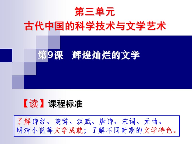 人教版高中历史必修三第9课《辉煌灿烂的文学》课件.ppt_第1页