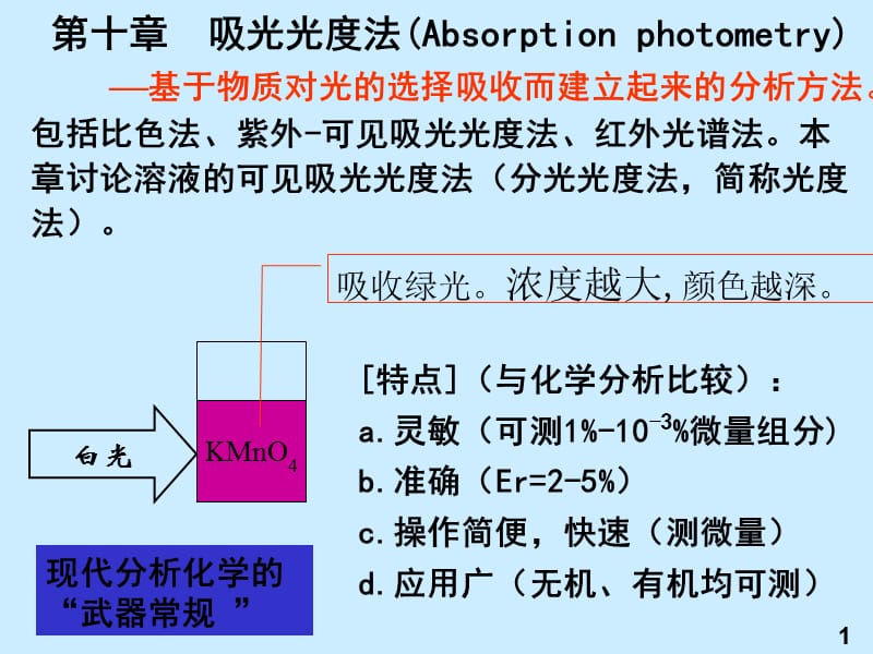 第十章吸光光度法Absorptionphotometry基于物质对.ppt_第1页