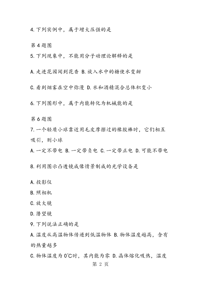 扬州市九年级下册物理试卷（带答案）.doc_第2页
