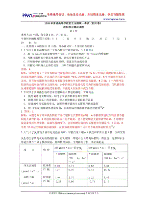 2009年高考四川理综解析物理+生物+化学.doc